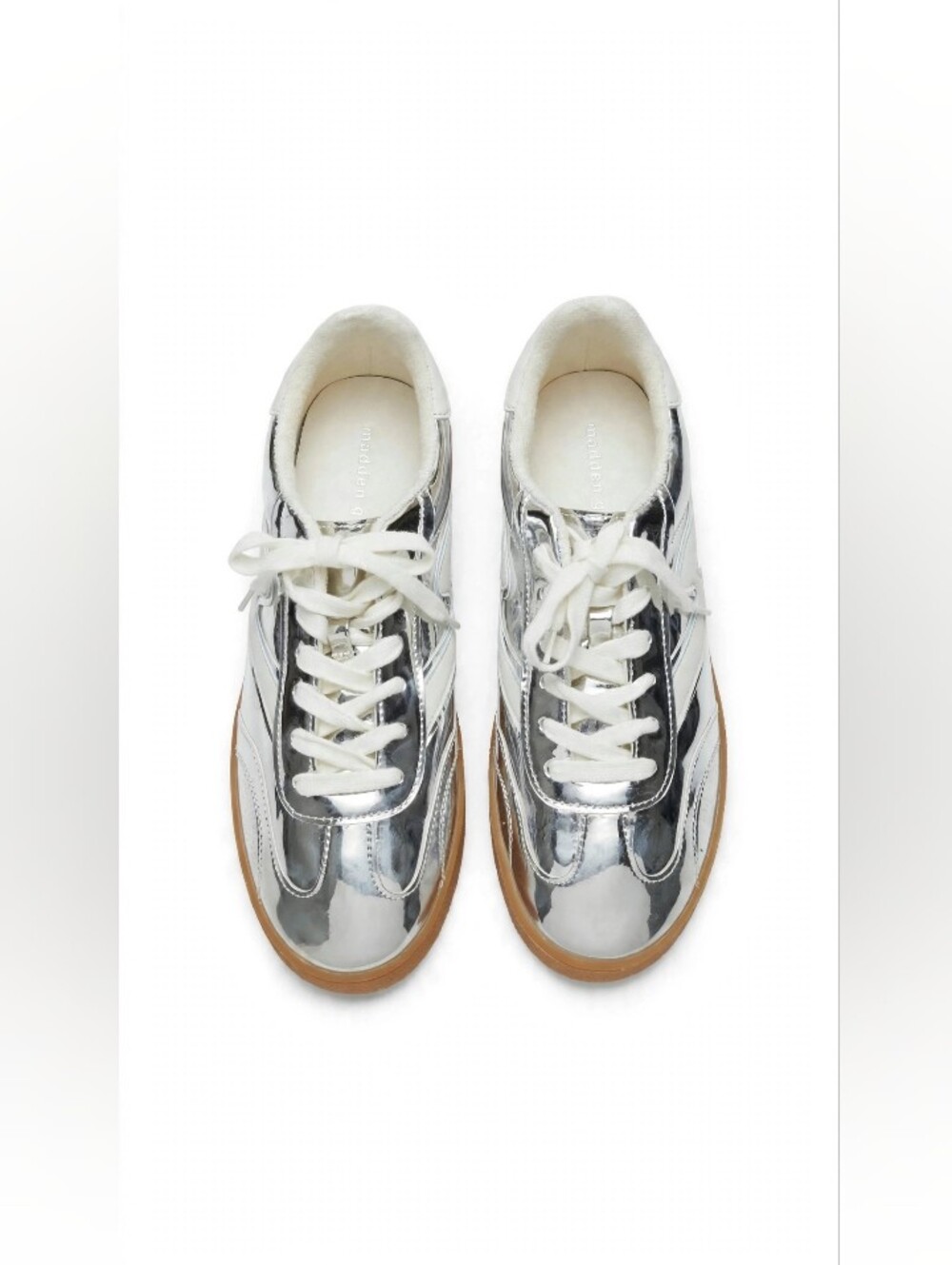 Madden Girl Metallic Silver Lace-Up Sneaker with Gum Sole. Size 11M